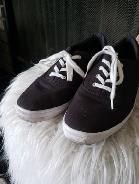 Keds Black Canvas Sneakers with White Laces